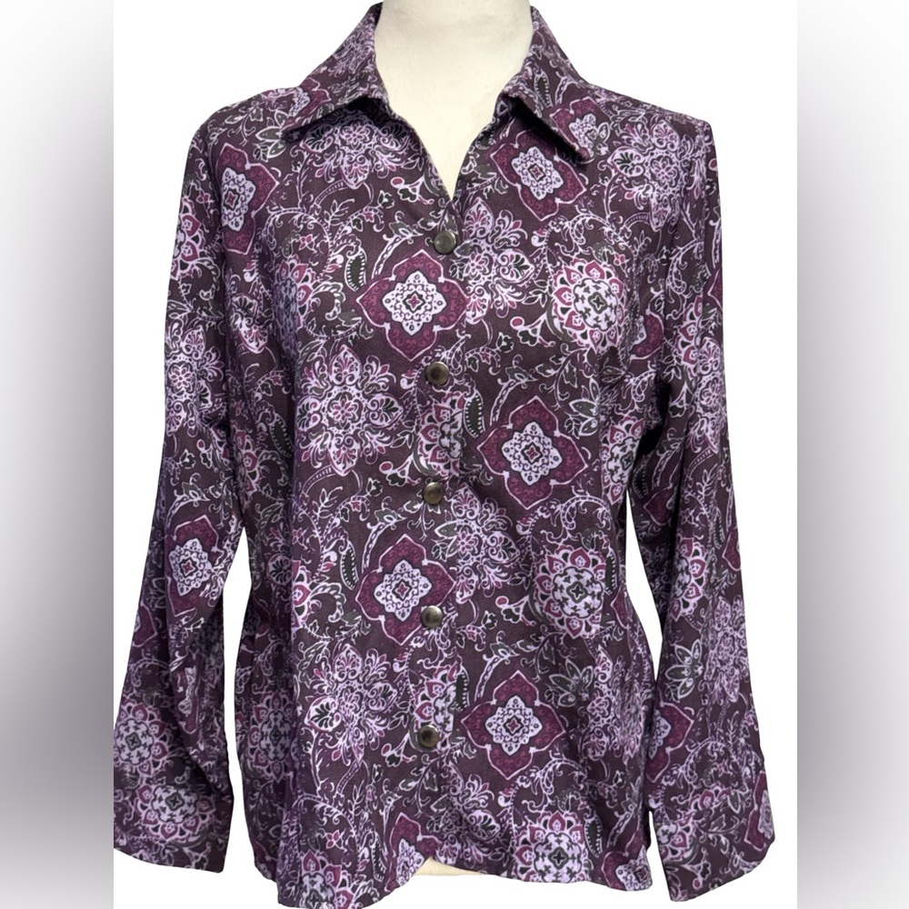 croft & barrow Purple Paisley Button-Down Shirt
